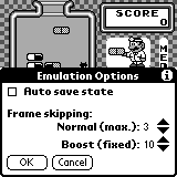 Screenshot of Emulation Options.