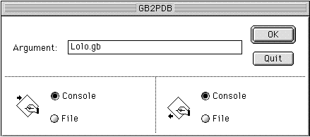 First Screenshot of gb2pdb in Mac OS 9.