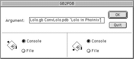 Second Screenshot of gb2pdb in Mac OS 9.