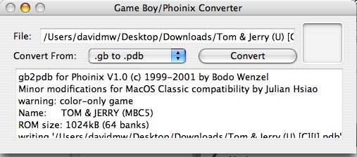 Screenshot of Game Boy Rom Converter.